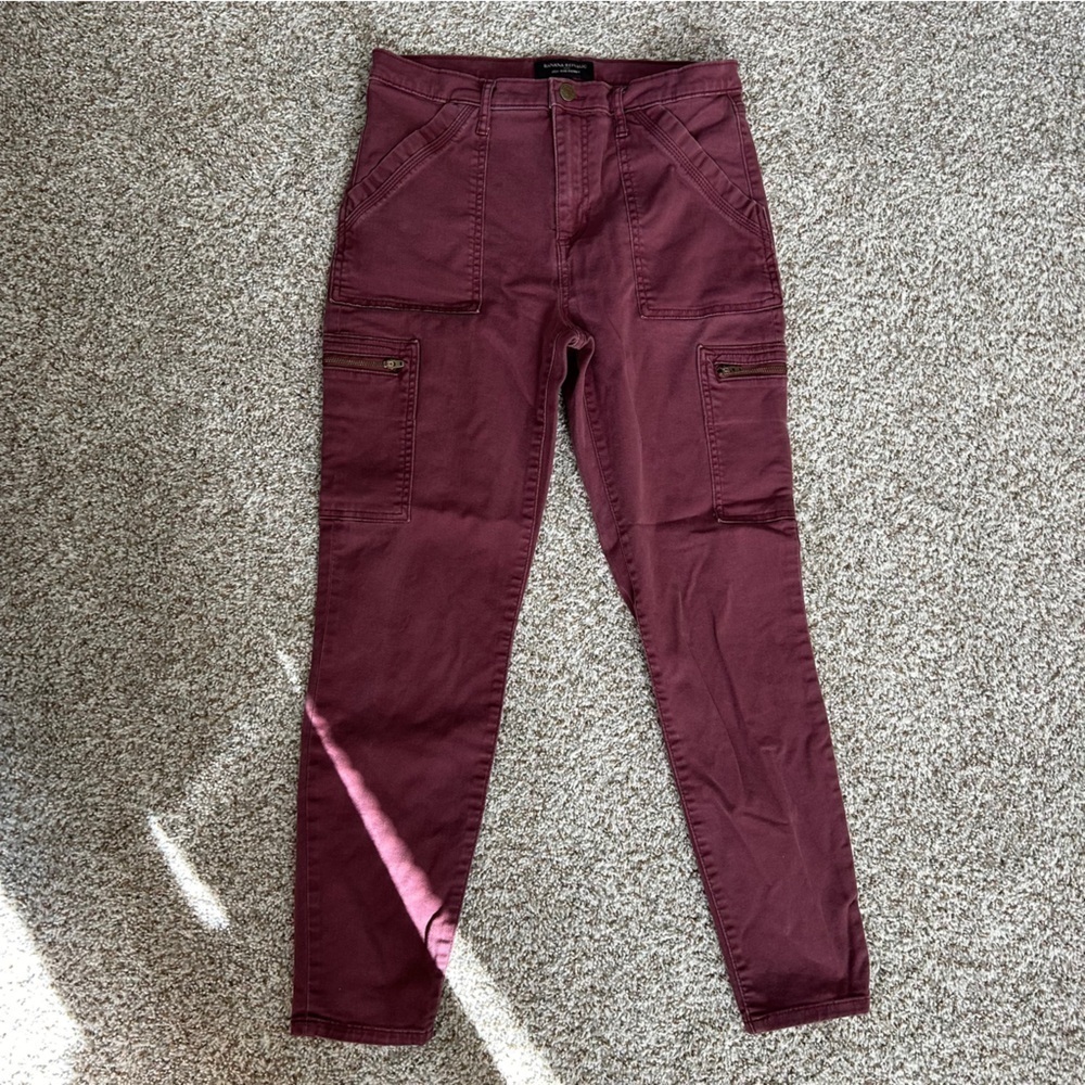 Banana Republic Factory Maroon Red Purple High Rise Skinny Denim Jeans Size 28 6
